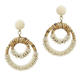 94923, ROUND SEED BEAD WITH RATTAN EARRING