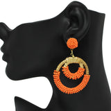 94923, ROUND SEED BEAD WITH RATTAN EARRING