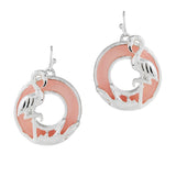 94925, TROPICAL FLAMINGO ACCENT ROUND DANGLE EARRING