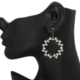 94926, GEOMETRIC HEXAGON BEADED EARRING