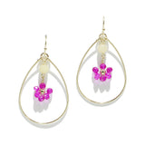 94928, FLOWER BEAD DANGLE TEARDROP EARRING