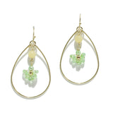 94928, FLOWER BEAD DANGLE TEARDROP EARRING