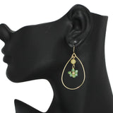 94928, FLOWER BEAD DANGLE TEARDROP EARRING