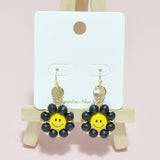 94933, SMILE HAPPY FACE WOOD BEAD DANGLE EARRING
