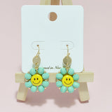 94933, SMILE HAPPY FACE WOOD BEAD DANGLE EARRING