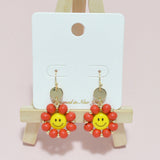94933, SMILE HAPPY FACE WOOD BEAD DANGLE EARRING