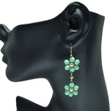 94934, FLOWER WOOD BEAD DROP DANGLE EARRING