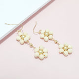 94934, FLOWER WOOD BEAD DROP DANGLE EARRING