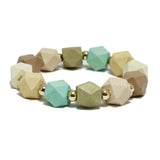 94935, GEOMETRIC WOOD BEAD STRETCH BRACELET