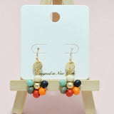 94939, FLOWER WOOD BEAD DANGLE EARRING