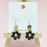94939, FLOWER WOOD BEAD DANGLE EARRING