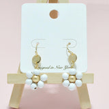 94939, FLOWER WOOD BEAD DANGLE EARRING