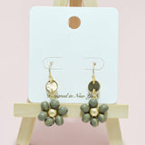 94939, FLOWER WOOD BEAD DANGLE EARRING