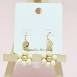 94939, FLOWER WOOD BEAD DANGLE EARRING