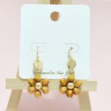 94939, FLOWER WOOD BEAD DANGLE EARRING
