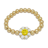 94940, SMILE HAPPY FACE WOOD BEAD STRETCH BRACELET