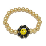 94940, SMILE HAPPY FACE WOOD BEAD STRETCH BRACELET