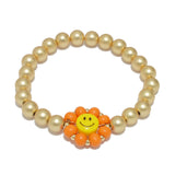 94940, SMILE HAPPY FACE WOOD BEAD STRETCH BRACELET