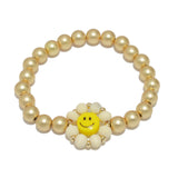 94940, SMILE HAPPY FACE WOOD BEAD STRETCH BRACELET