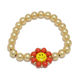 94940, SMILE HAPPY FACE WOOD BEAD STRETCH BRACELET