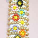 94940, SMILE HAPPY FACE WOOD BEAD STRETCH BRACELET