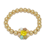 94940, SMILE HAPPY FACE WOOD BEAD STRETCH BRACELET