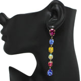 94944, MULTI SHAPE RHINESTONE DROP DANGLE EARRING