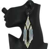 94953, SEED BEADED TASSEL DROP EARRING