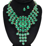 94977, TEARDROP RHINESTONE ACCENT EVENING NECKLACE SET, WEDDING, BRIDAL, PROM