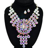 94977, TEARDROP RHINESTONE ACCENT EVENING NECKLACE SET, WEDDING, BRIDAL, PROM