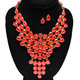 94977, TEARDROP RHINESTONE ACCENT EVENING NECKLACE SET, WEDDING, BRIDAL, PROM