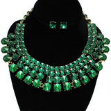 94978, ROUND RHINESTONE ACCENT EVENING NECKLACE SET, WEDDING, BRIDAL, PROM