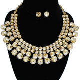 94978, ROUND RHINESTONE ACCENT EVENING NECKLACE SET, WEDDING, BRIDAL, PROM