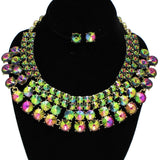 94978, ROUND RHINESTONE ACCENT EVENING NECKLACE SET, WEDDING, BRIDAL, PROM
