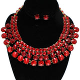 94978, ROUND RHINESTONE ACCENT EVENING NECKLACE SET, WEDDING, BRIDAL, PROM