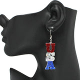 94982, GLITTER USA AMERICAN FLAG COLOR DANGLE EARRING