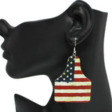 94984, COW TAG AMERICAN FLAG FAUX LEATHER EARRING