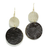 94988, ROUND MOHAIR FAUX LEATHER DANGLE EARRING
