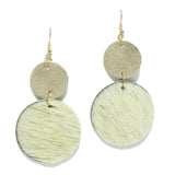 94988, ROUND MOHAIR FAUX LEATHER DANGLE EARRING