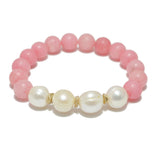 94998, FRESHWATER PEARL & GEMSTONE BEAD STRETCH BRACELET