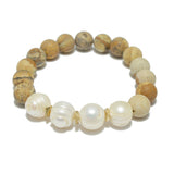 94998, FRESHWATER PEARL & GEMSTONE BEAD STRETCH BRACELET
