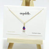 95007, 14K GOLD DIPPED, DAINTY TEARDROP RHINESTONE CHARM NECKLACE