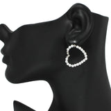 95015, 14K GOLD DIPPED, HEART PEARL BEAD EARRING, VALENTINE'S DAY