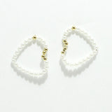 95015, 14K GOLD DIPPED, HEART PEARL BEAD EARRING, VALENTINE'S DAY