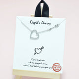 95049, GOLD DIPPED, "CUPID'S ARROW" HEART CZ NECKLACE, VALENTINE'S DAY