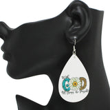 95065, "WITH GOD ALL THINGS ARE POSSIBLE" FAUX LEATHER TEARDROP EARRING