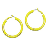 95076, BRUSHED GOLD ACCENT RUBBER COATED ROUND HOOP EARRING