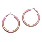 95076, BRUSHED GOLD ACCENT RUBBER COATED ROUND HOOP EARRING