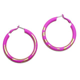 95076, BRUSHED GOLD ACCENT RUBBER COATED ROUND HOOP EARRING