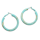 95076, BRUSHED GOLD ACCENT RUBBER COATED ROUND HOOP EARRING